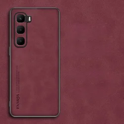 Luxury Leather Matte TPU Shockproof Bumper Case in Simple Elegance for Infinix Hot 60 (Red)