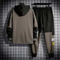 Men’s Tracksuit Casual Hoodies + Sweatpants 2pcs Jogging Suit Fashion Male Autumn Sports Outdoor Sets Gym Sportswear Clothing