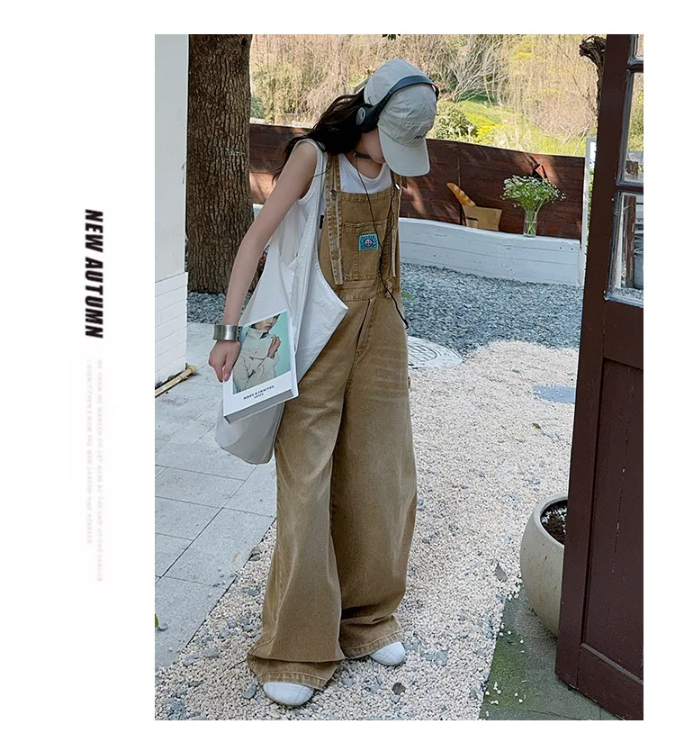 summer teen girls water washed punk wide leg jumpsuit junior kids loose slimming casual Cowboy overalls 4-14 child ropa trousers