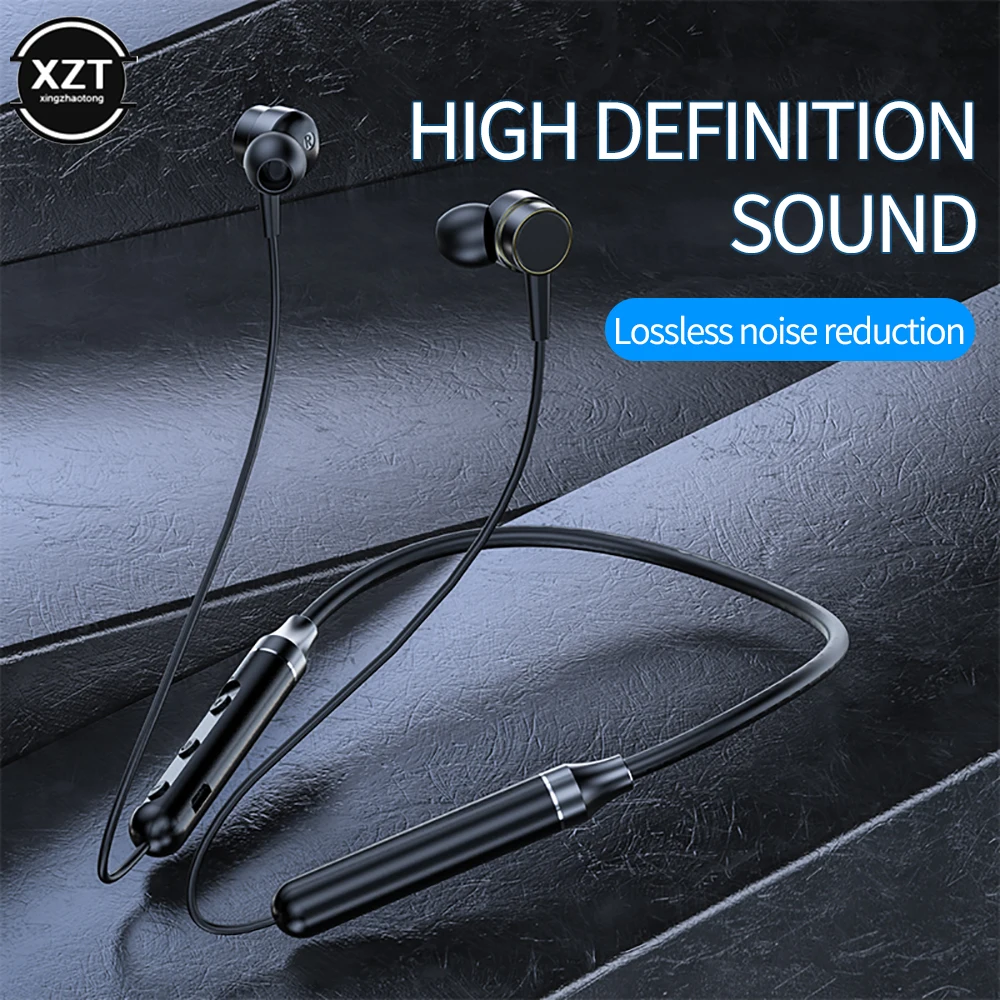 행어블 넥 블루투스 호환 5.1 스테레오 무선 헤드폰, IPX5 인이어 마그네틱..