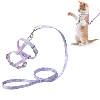 Cat Harness and Leash Set Adjustable Escape Proof Pet Harness for Kitten Outdoor Walking Cat Collar Lead Leash Pet Supplies 1