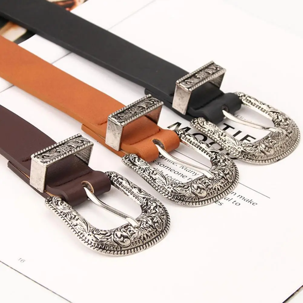

Ladies Fashion Belt Vintage Style Faux Leather Waistband with Adjustable Length Multi Holes Design for Women Retro for Jeans