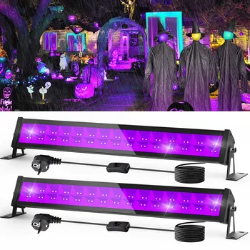 1/2 pz 60leds proiettore UV 400-405NM Fluorescen bagliore ultravioletto luce nera Party Stage discoteca retroilluminazione a LED per Bar Dj 1