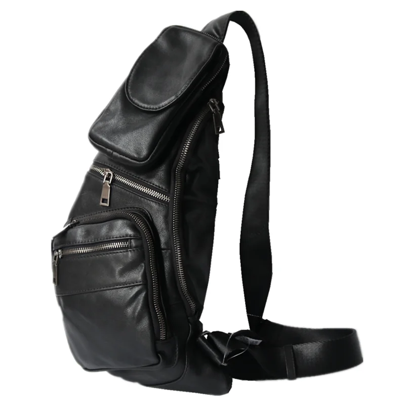 

AETOO Men's chest bag business sports travel outdoor multifunctional youth small backpack messenger bag first layer cowhide soli