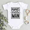 Mama's Little Man Print Newborn Autumn Bodysuit High Quality Soft Cotton Infant Boy Clothes Funny Cute Baby Short Sleeve Romper 2
