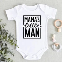 Mama's Little Man Print Newborn Autumn Bodysuit High Quality Soft Cotton Infant Boy Clothes Funny Cute Baby Short Sleeve Romper 2