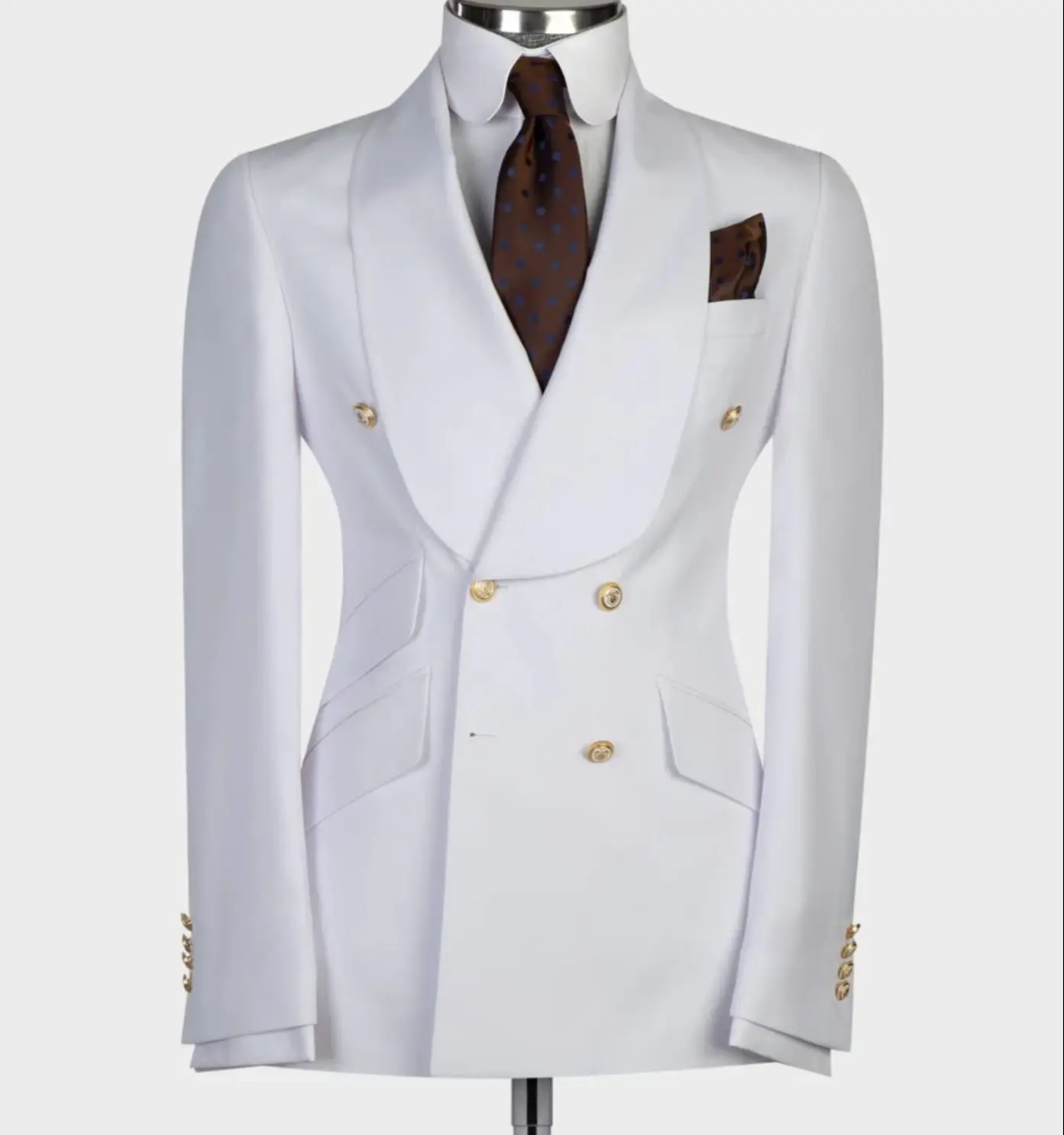 

Classic White Polyester Suit Slim Fit Custom Made Peaky Blinders GroomJacket Wedding Men Coat Costume Homme Mariage