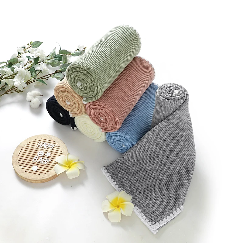 Baby Receiving Blankets for Girl & Boy 90*70cm Knitting Newborn Netural Dual-Use Crib Nap Bedding Sheets Children Cellular Solid 6