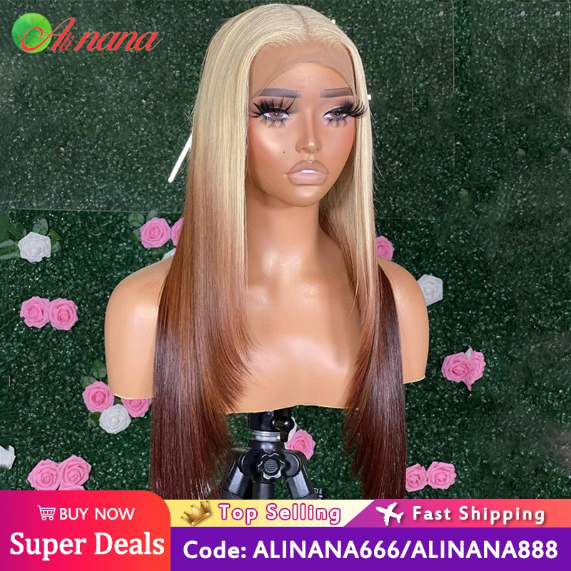 613 Ombre Brown Colored Brazilian Straight Body Wave 13X4 Lace Frontal 613 ombre brown colored brazilian straight body wave 13x4 lace frontal