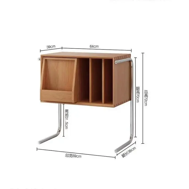 Nordic Wood Sofa table Book Organizer with wheels Movable Edge End table Antique Storage Rack Ins Wind Retro Magazine Cabinet