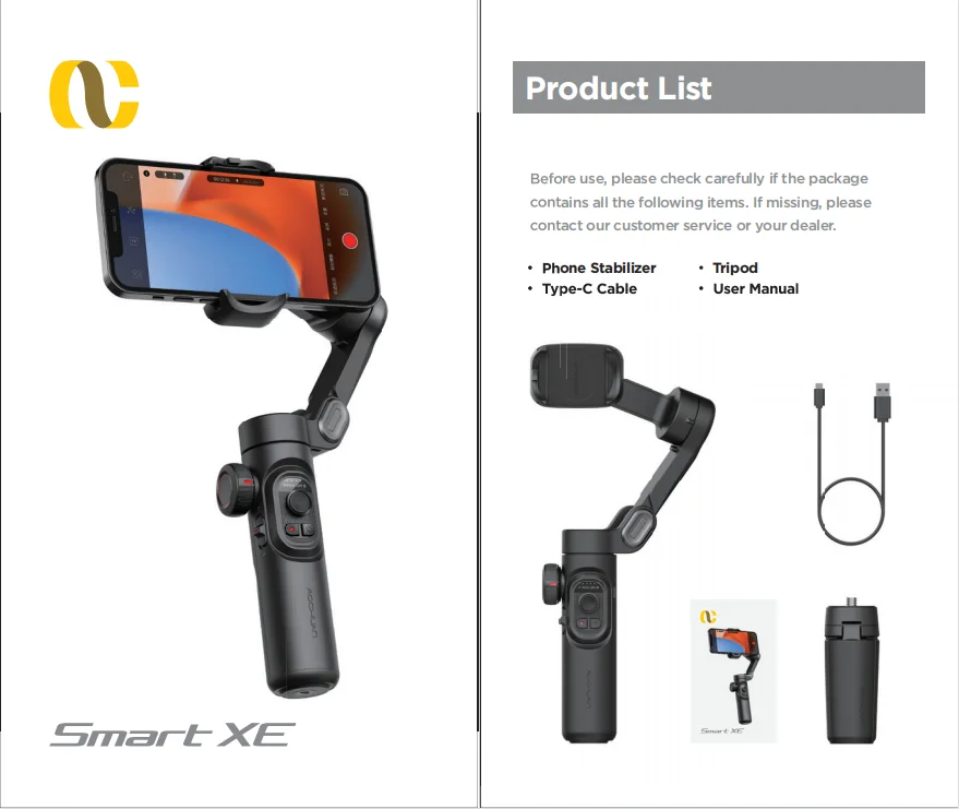 AOCHUAN 3-Achsen Handheld Gimbal Stabilisator SmartXE für Smartphone für iPhone Android mit KI-Gesichtsverfolgung für TikTok Vlog – Detail 1