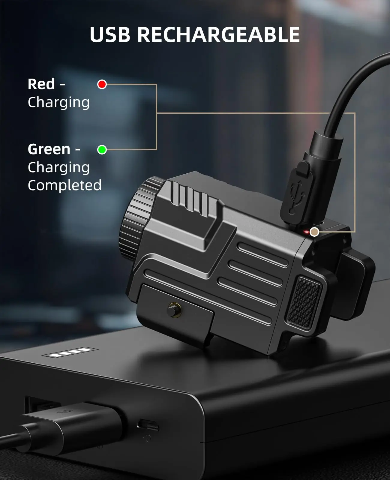800 Lumens Pistol Flashlight Compitable Picatinny GL Rails Rechargeable Tactical Gun Light Strobe Mode Home Defense Hunt