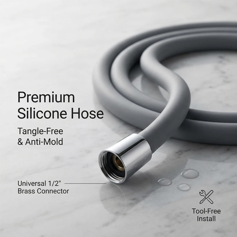 Premium Tangle-Free Silicone Shower Hose – Rustproof and Anti-Mold, Available in Multiple Lengths