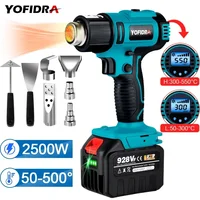 Yofidra 2500W  50-550℃ Electric Heat Gun 6 Gears LED Display Cordless Rechargeable Home Industrial Tools For makita 18V Battery 1