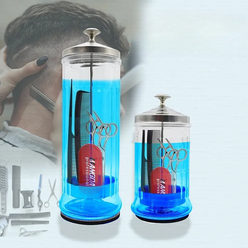 Barber Disinfecting Glass Bottles Barber Disinfectant Jar Comb