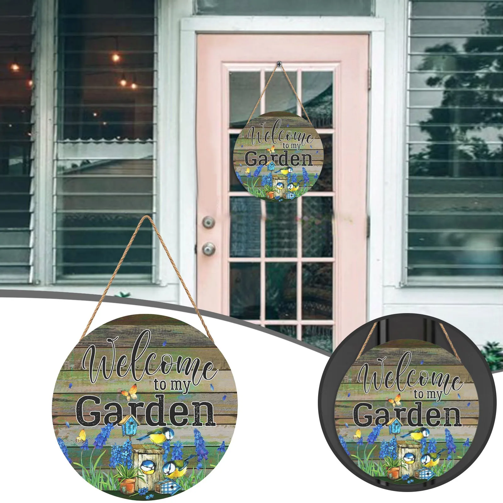 

Украшение для сада в деревенском стиле, деревянное оформление, круглая комнатная дверь, настенное украшение, декор для ванной комнаты, цветок