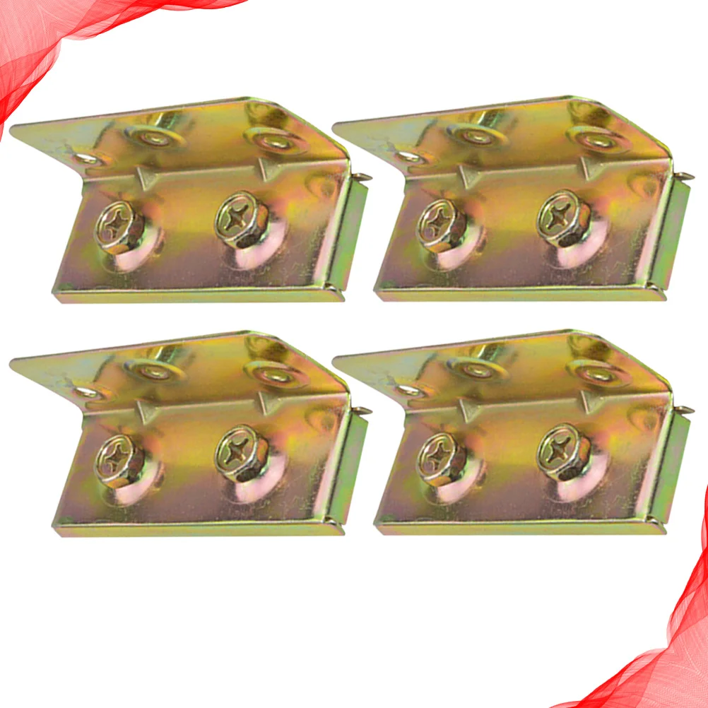 

4pcs Iron Bed Hinge Thickened Bed Screw Hinge Bed Bolt Fixed Plate Furniture Accessories