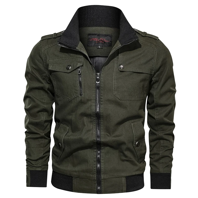 2023 Men Fashion Casual Spring Windproof Stand Collar Jackets Men Autumn  Outdoor Breathable Comfortable Solid Color Jacket Men