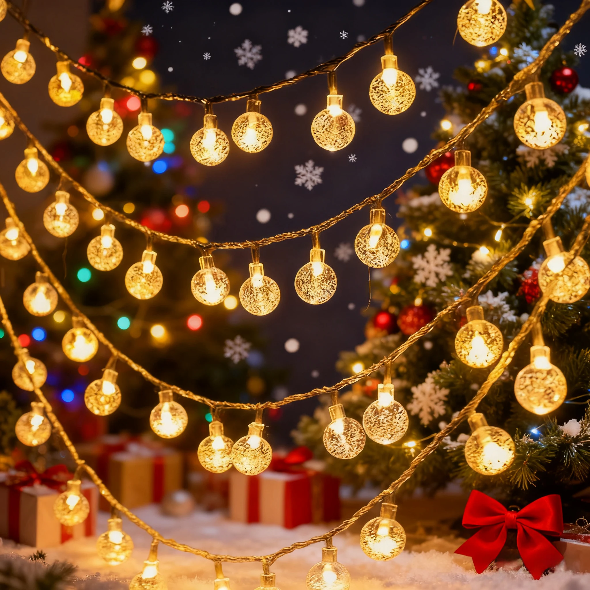 USB LED Copper Wire/Bubble Ball/Frosted White Ball String Light 8 Modes Fairy Light for Wedding Garden Home Christmas Decoration