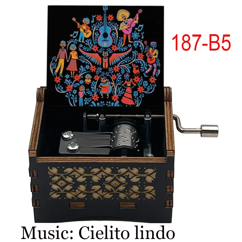 Anime Cielito Lindo Wooden Music Box Mexican Day of the Dead Festival Movie Melody Movement Kids Friend Fans Birthday Party Gift