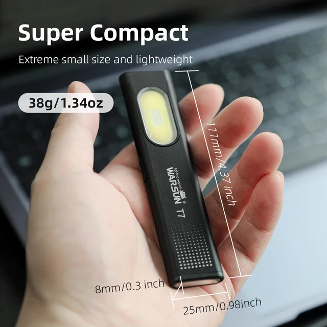 Warsun LED Keychain Flashlight USB-C Rechargeable 600Lm Portable Mini Torch Light Pocket Lantern Flood Work Light With Magnet 4