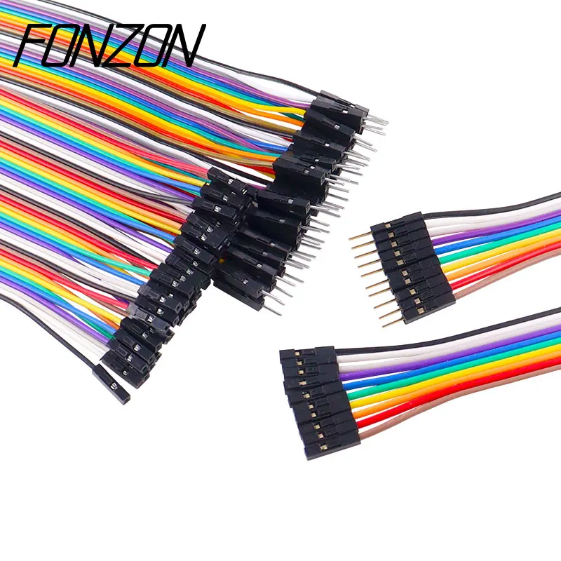 Assorted Multicolored Jumper Wire Kit - Female to Male Dupont Ribbon Cables, 10-40cm Length Options