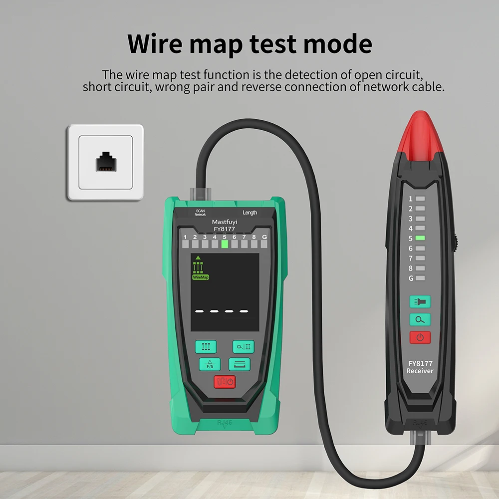 MASTFUYI FY8177 Network Cable Tester RJ45 LAN Cable Tester Finder Wired Tracker Receiver Network Maintenance Tool 6