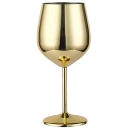 Elegant 500ml Rose Gold Stainless Steel Wine Goblet - Durable Metal Cup for Red Wine and Champagne, Perfect for Parties and Bars (Gold)
