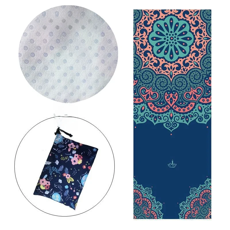 Thiened Silicone Yoga Mat Anti-Slip Fitn Yoga Pad Extended Absorbent Towel Mat Non-Slip Exercise Towel Beach Towel