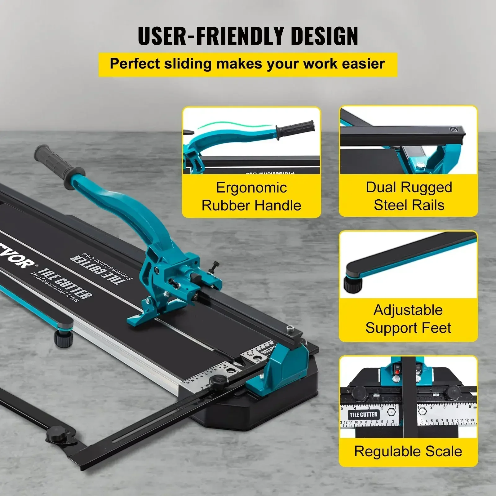 VEVOR Manual Tile Cutter 1200mm Length Laser Positioning Single Rail Hand Tool for Cutting Ceramic Porcelain Granite Floor Tiles 6