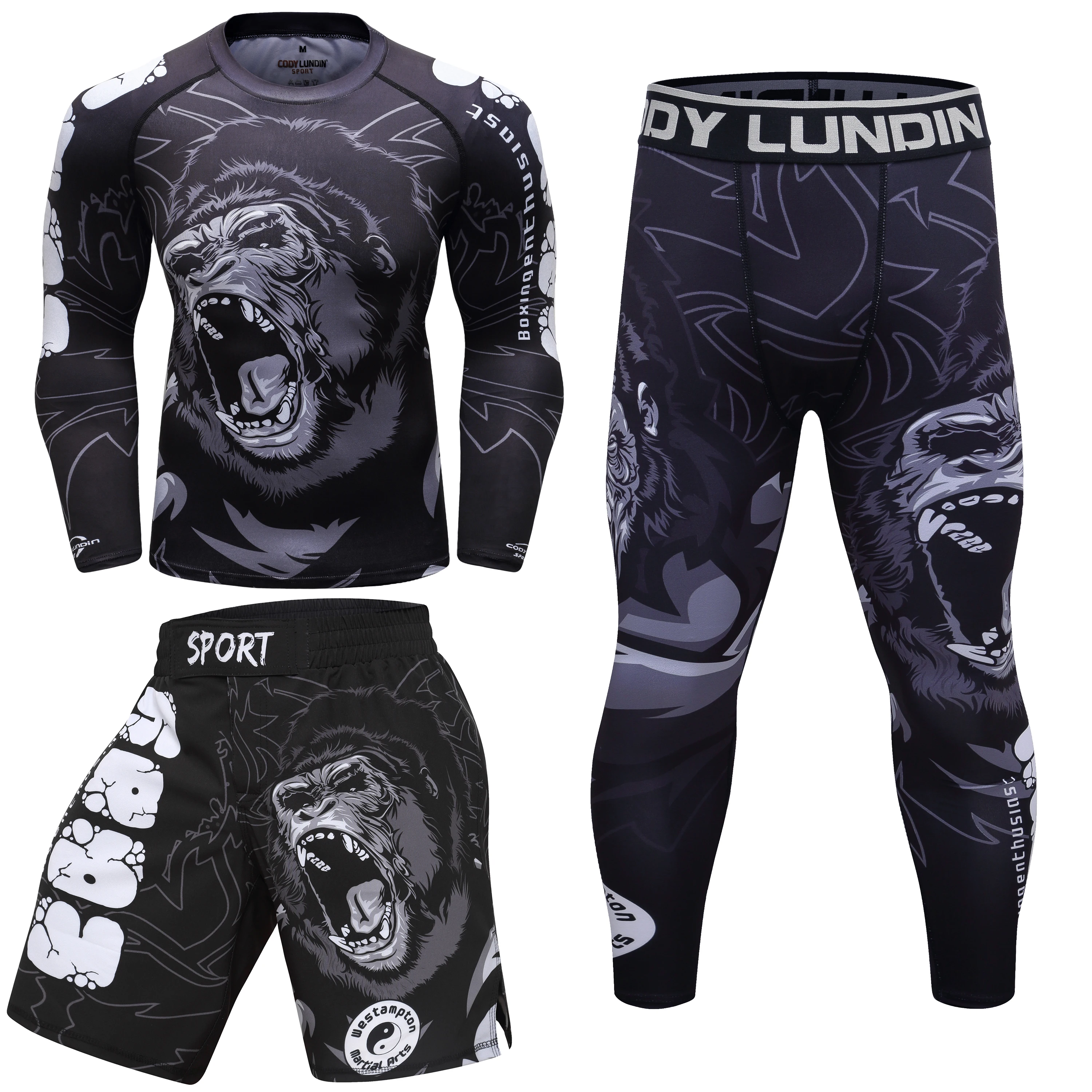 

Cody Мужская спортивная одежда с принтом Gorilla Men MMA Jiu jitsu No Gi Rashguard Bjj боевая одежда спортивный костюм боксерская майка