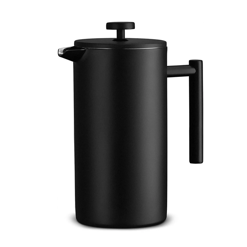 Stainless Steel Tea Brewer Tea Pot Double Wall Insulation Coffee Press 1000ml Double Walled Large Coffee Press for Bar Cafe Home