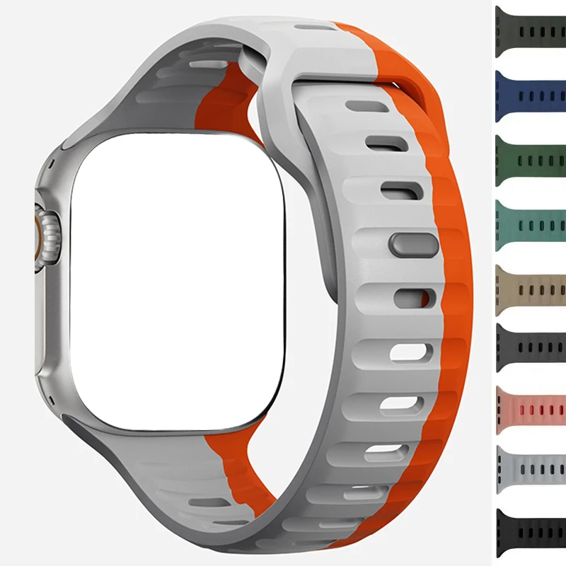 Silicone watch band for Apple Watch Ultra 49mm 44mm 45mm 42mm 41mm 38mm Smart Iwatch Serise 8 7 6 5