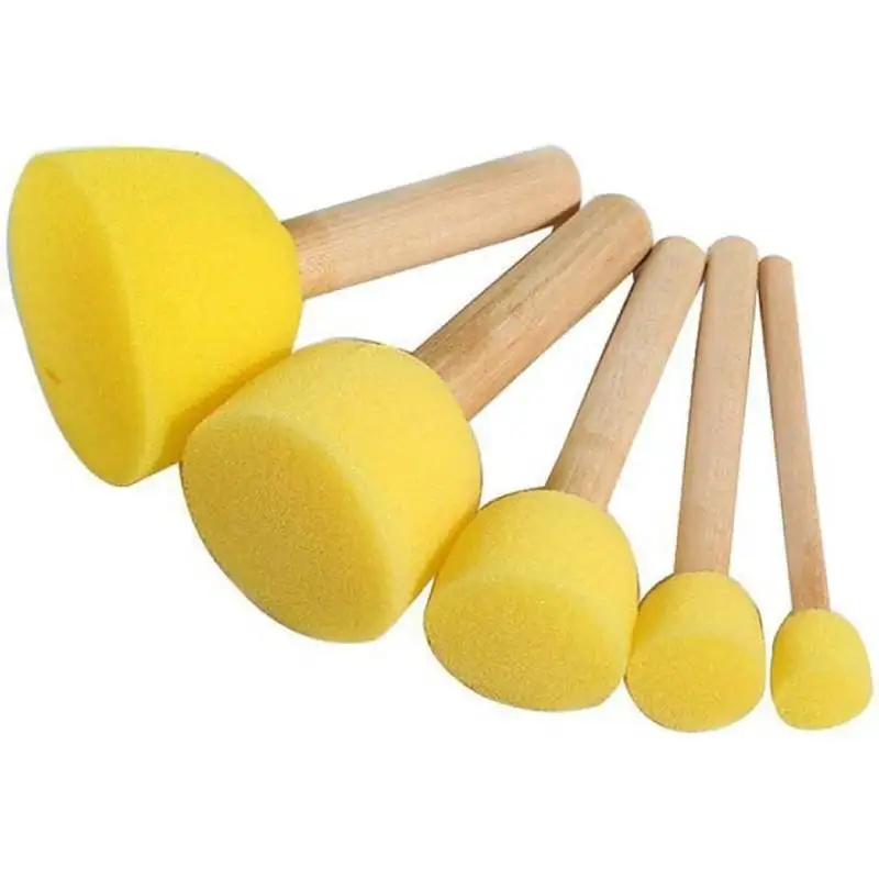 5 Sizes Foam Brush Sponge Brush Round Sponge Stippler Paint Tools Round Sponges for Kids Graffiti Arts Crafts DIY Painting