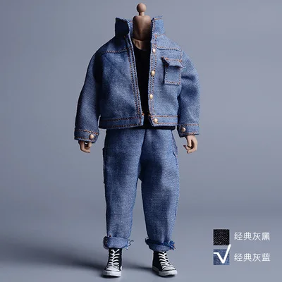1/12 Scale Men's Soldier Accessory Trend Streetwear Denim Jacket