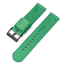 Durable Nylon Watch Strap with Stainless Steel Buckle and Quick Release System - 22mm (Green black)