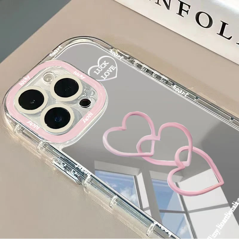 Vibrant Love Heart Mirror Phone Case with Creative Design