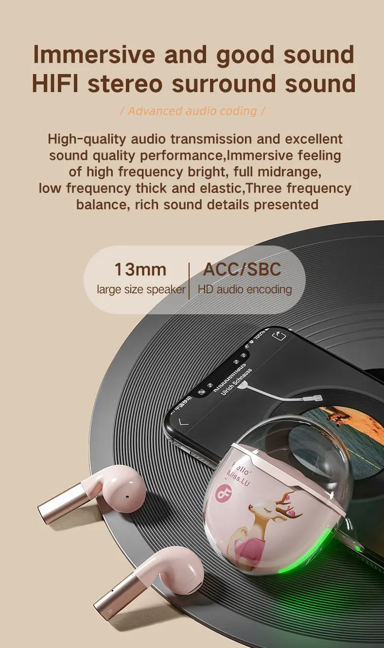 Fineblue HELLO'LU TWS Earbuds | True Wireless Earbuds Waterproof LED colorful light Fineblue HELLO'LU TWS Earbuds | True Wireless Earbuds Waterproof LED colorful light