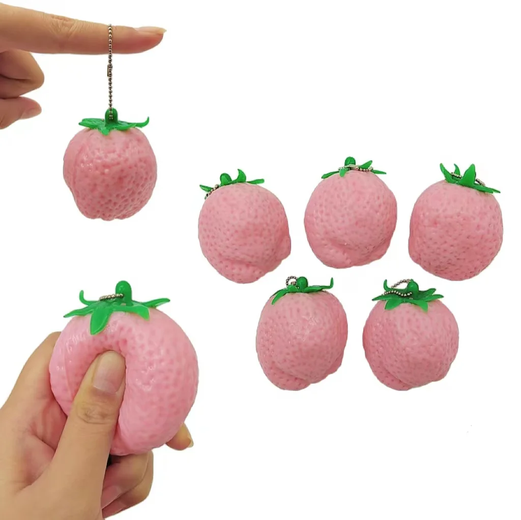 Funny Gift Stress Relief Squishy Strawberry Pendant