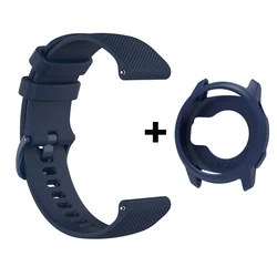 Dual Silicone Strap with Protective Case for Smartwatch Wristband Accessories (2PCS Midnight blue)