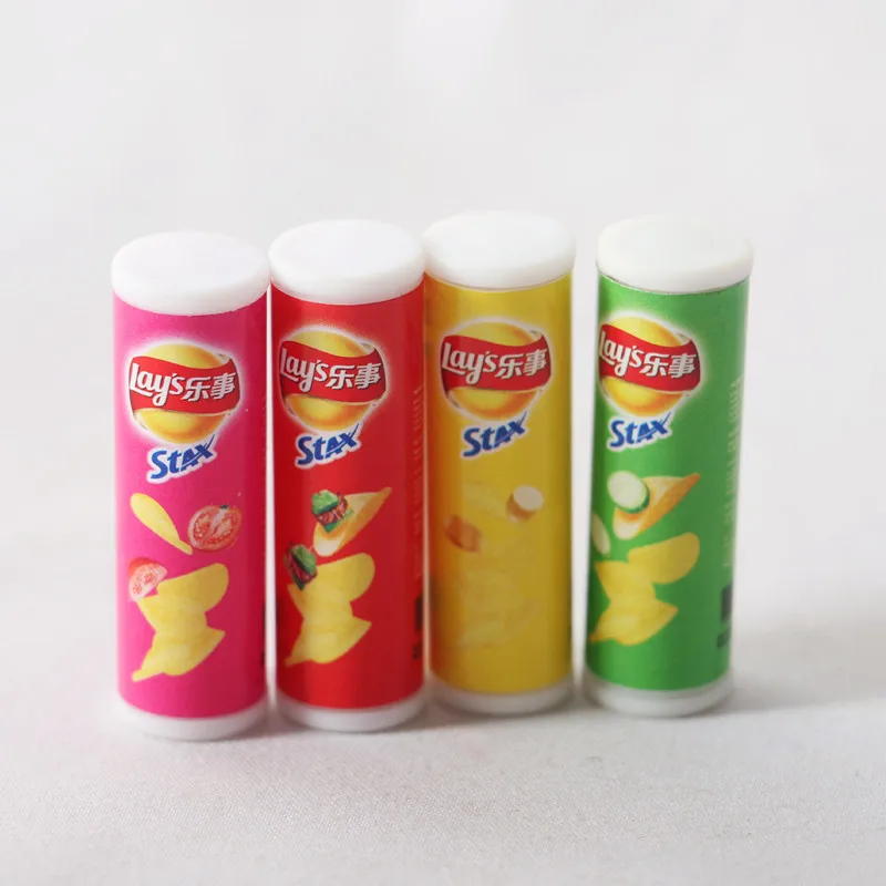 4pcs Miniature Dollhouse Simulation Potato Chips Bottle Model Doll house Play Kitchen Food Barbies Pullip 1/6 Doll Toy kitchen toys,pretend kitchen toys,pretend food toys,doll house toys