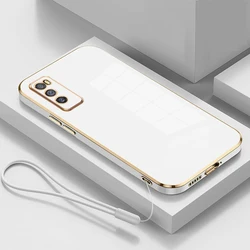 Luxury Plating Straight Edge TPU Soft Phone Case with Camera Protection and Shockproof Design for vivo V20 SE (Gs6D White)