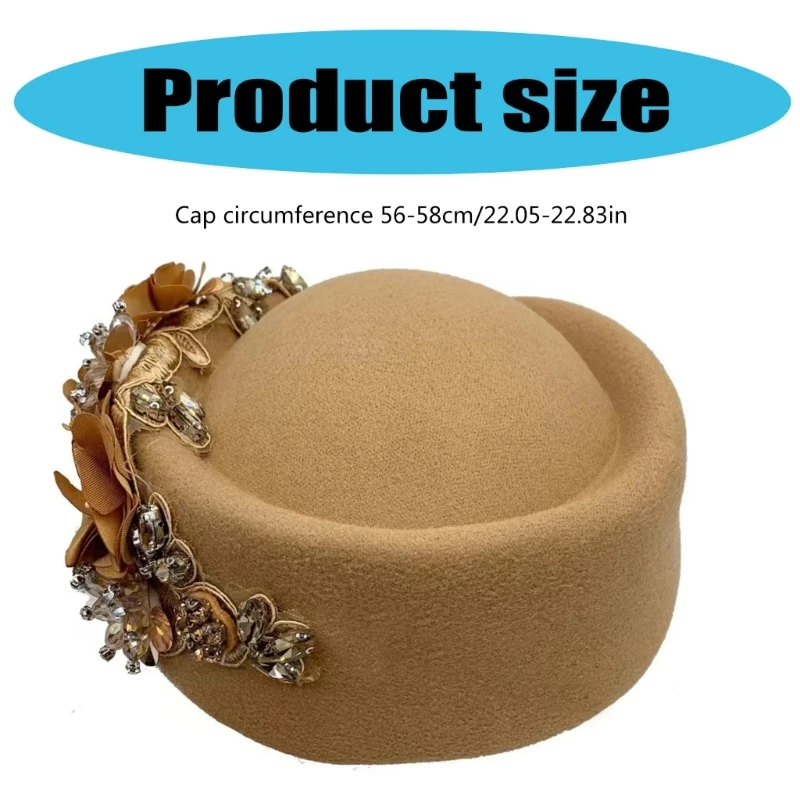 Teaparty Hat Cocktail Party Hat for Female Fabric Flower Fascinator Hat Pillbox Hat Role Play Bowler Party Supply 3