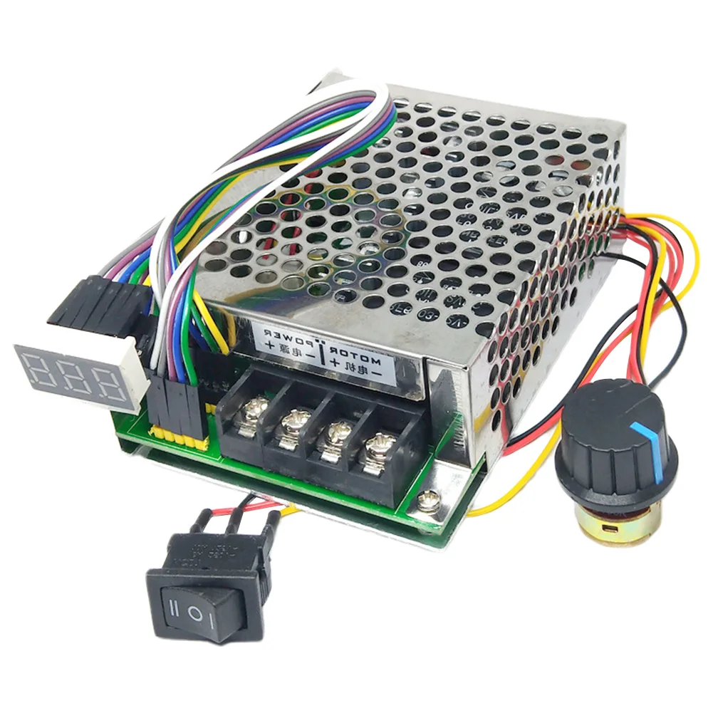 PWM DC Motor Speed Controller Input MAX 60A Adjustable Drive Module DC 10 -55V with Adjustable Potentiometer Brush Motor Tool