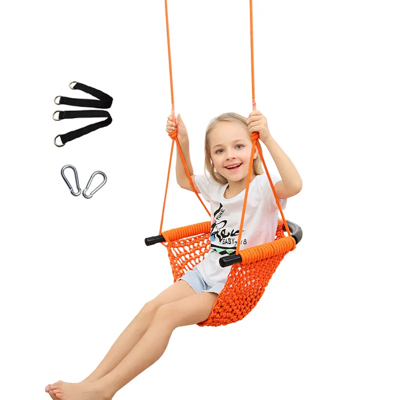 Kids Hammock Nest Swing Hand Weaving Playground Indoor Toys Courtyard Net Rope Swing Educational Equipment Entertainment Game 2