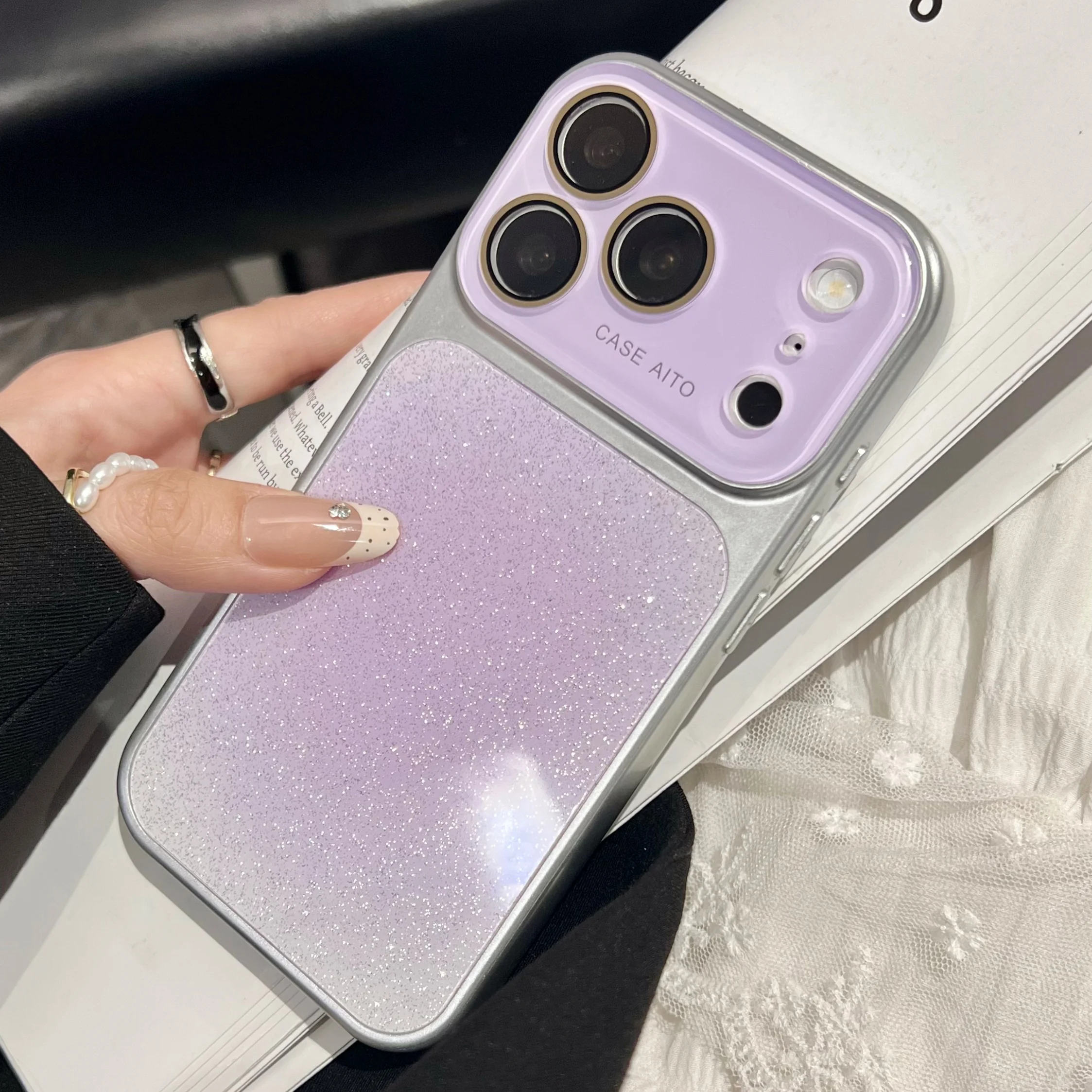 Dyeing Gradient Glitter Phone Case 17 Luxury Shining Cover For Iphone 16 Max 15Pro 14 Pro Plating Shell_voghion.com