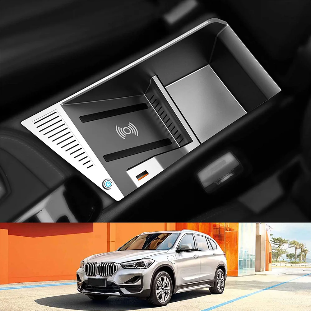 15W Car Wireless Charger QI Phone Charger Fast Charging Case Armrest Box Phone Holder For-BMW X1 F48 X2 F39 2016-2021 4