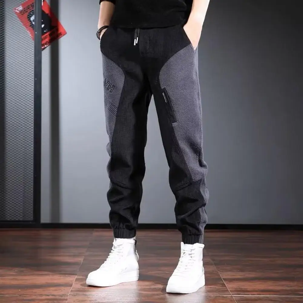 Adjustable Drawstring Men Pants Men's Solid Color Cargo Pants with Ankle-banded Design Drawstring for Comfortable for Men
