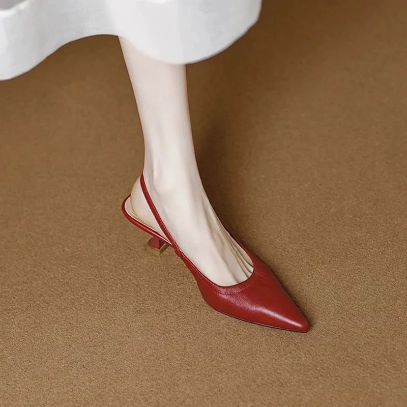 

French Temperament Toe Sandals Women's Summer New Pointed Toe Stiletto Buckle Strap High Heels Women's Hair Substitute