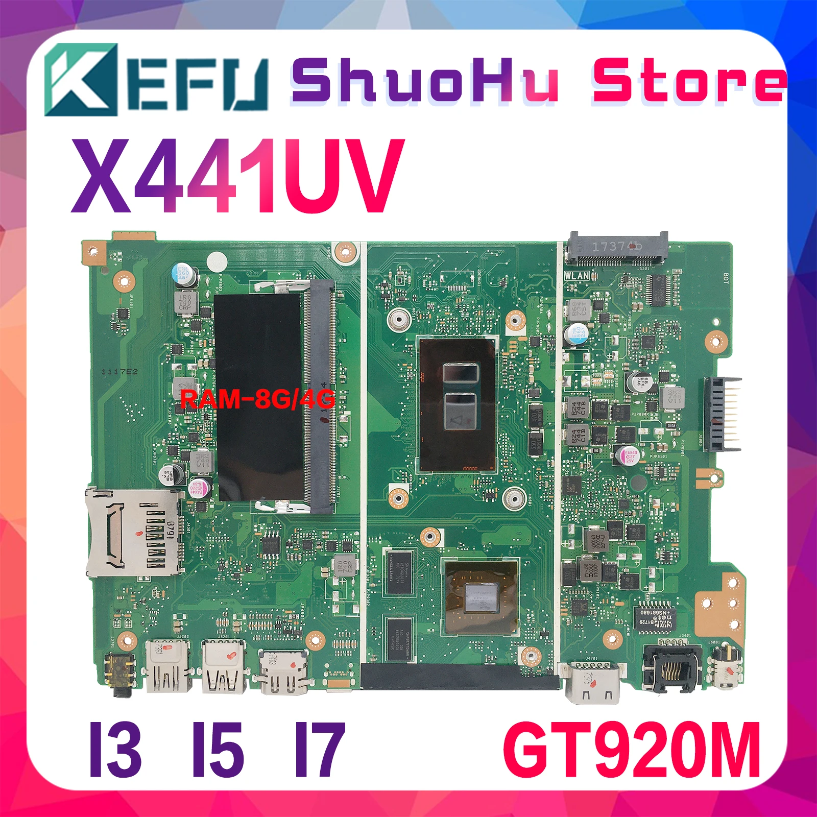 KEFU Notebook X441U Mainboard For ASUS X441UV F441U A441U X441UVK